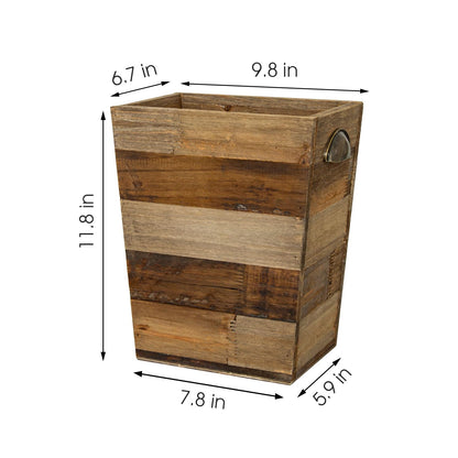Venalys Small Wooden Waste Paper Bin Trash Can, Farmhouse Decorative Garbage Can Wastebasket