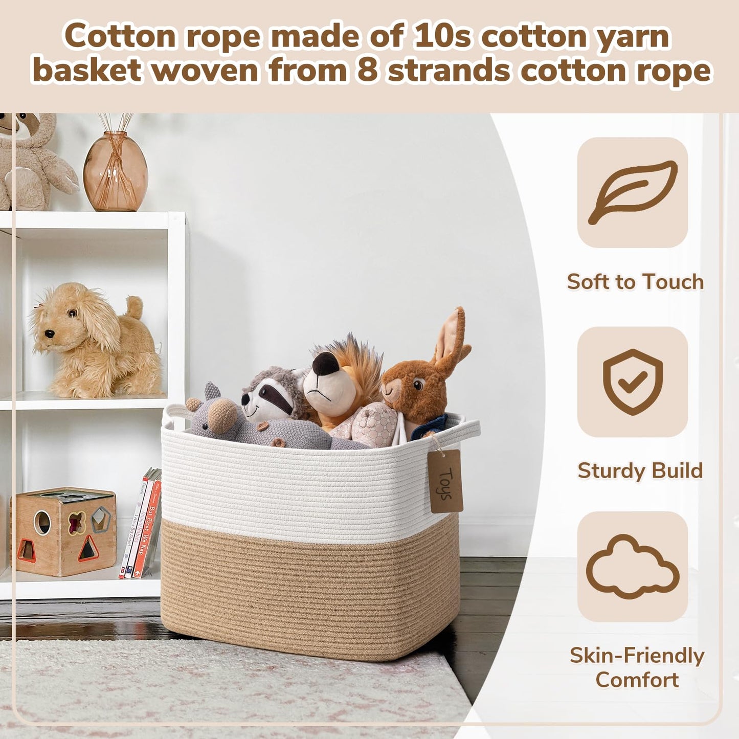 TIMEYARD 50L Large Woven Storage Basket Toy Storage Blanket Basket