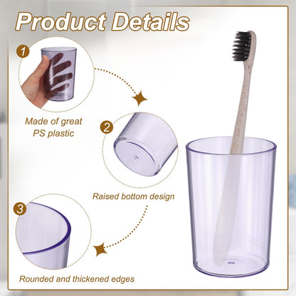 sourcing map 4Pcs Bathroom Tumbler, 350ml 11.83 Oz Toothbrush Cups Unbreakable Solid Color Plastic Mouthwash Cup Stackable Reusable Tumbler for