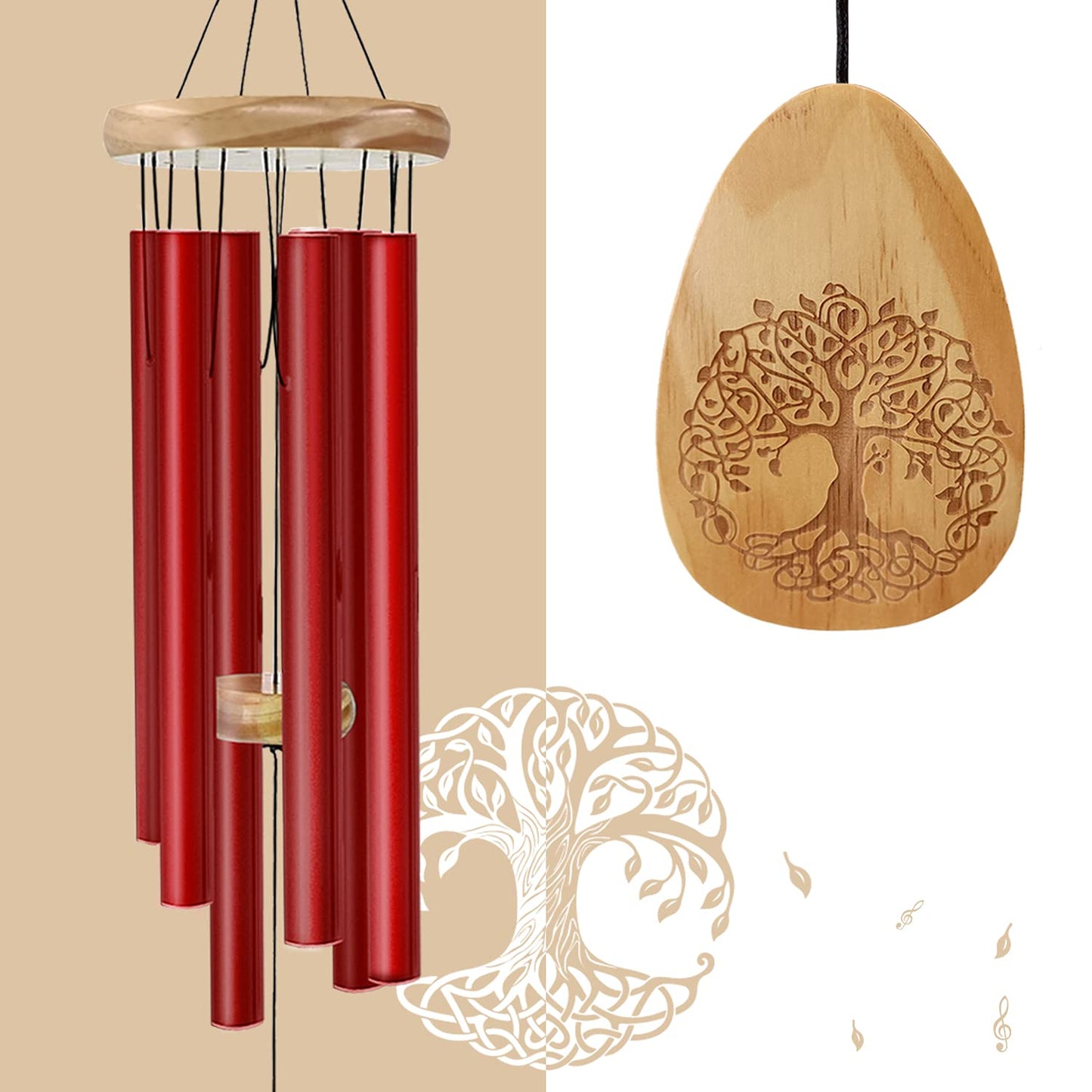 Astarin windchimes Outdoors with Engraved Lifetree?30 Inch Memorial Wind Chimes for Outside?Sympathy Wind Chime for Loved One,Outdoor Wind Chimes for