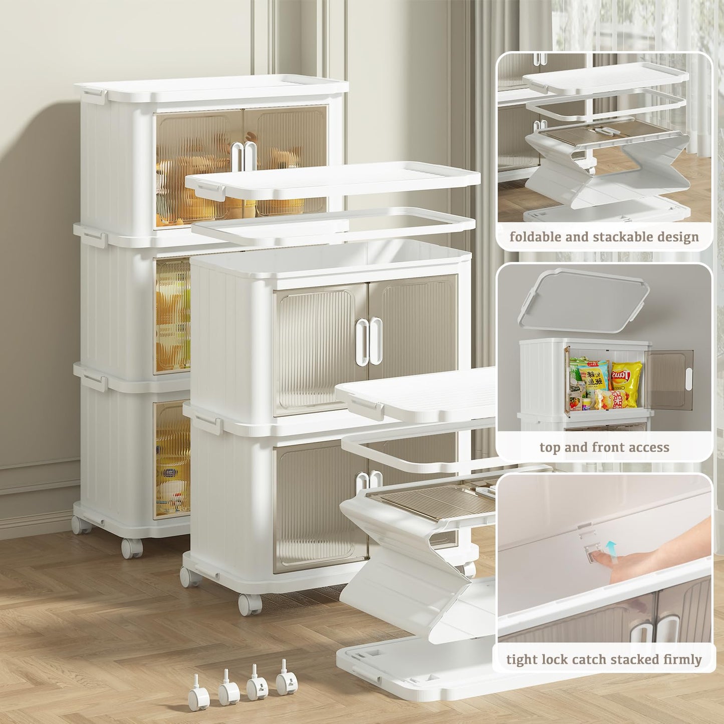 Stackable Plastic Storage Boxes with Lids White Storage Box on Wheels