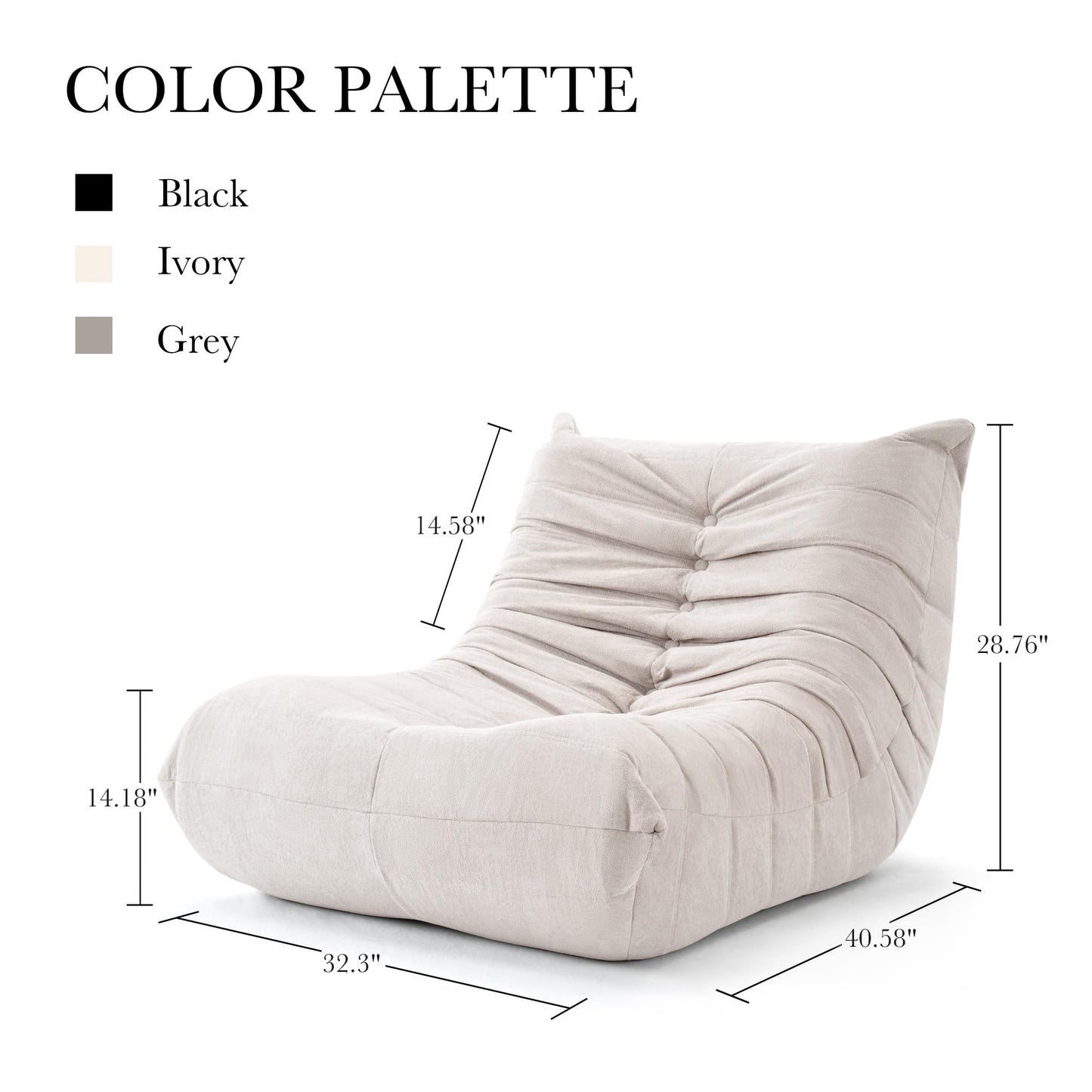 XH.Easy Go Bean Bag Chair for Adults, Togo Lounge Chair with Memory Foam Filling, Giant Bean Bag Sofa, Boneless Floor Chair for Living Room