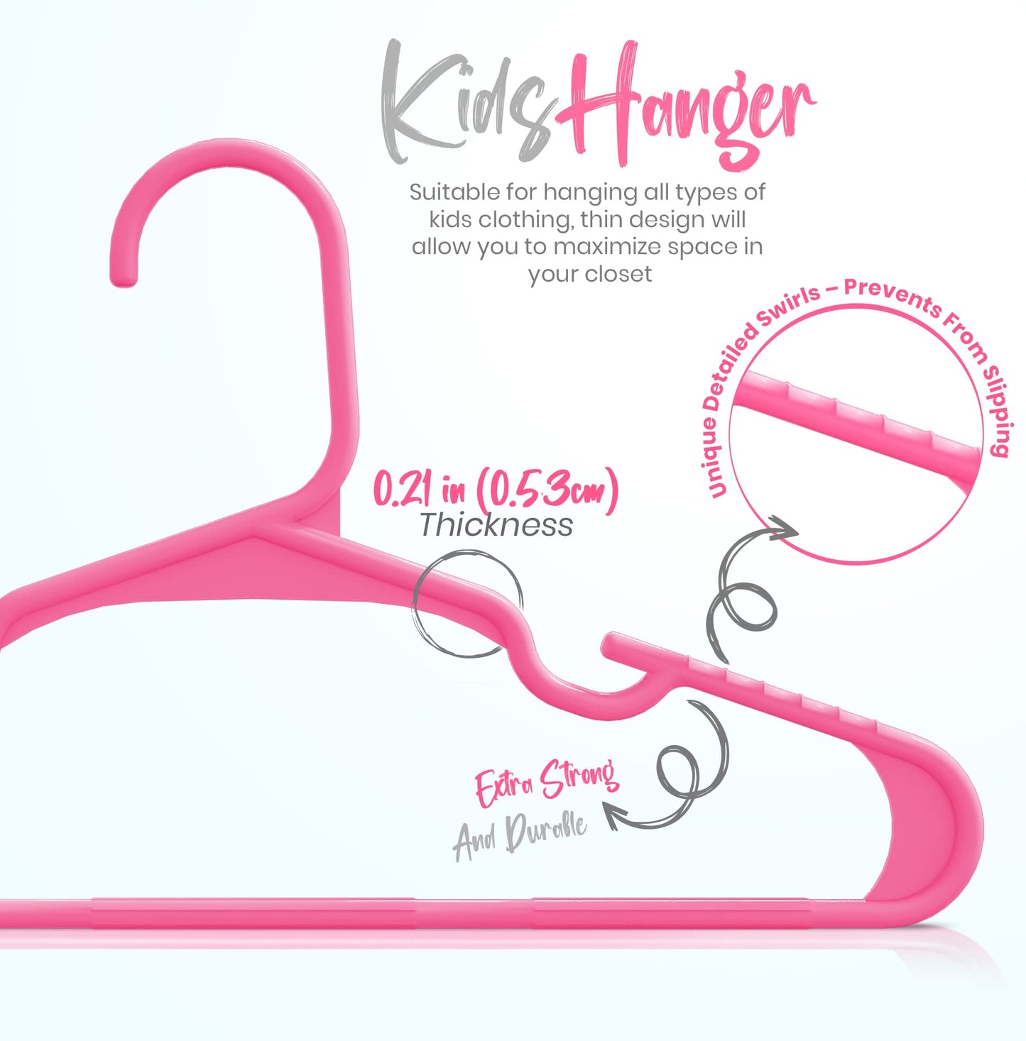 Utopia Home Baby Hangers - 60 Pink Plastic Kids Closet Hangers - Durable, Ideal for Everyday Use