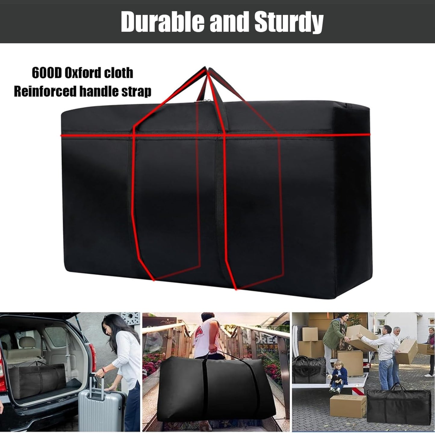 Punklong 2Pack 180L Large Moving Boxes,and Boxes for Moving House with Zipper Handles,Large Storage Bags with Strong 600D Oxford for Under Bed