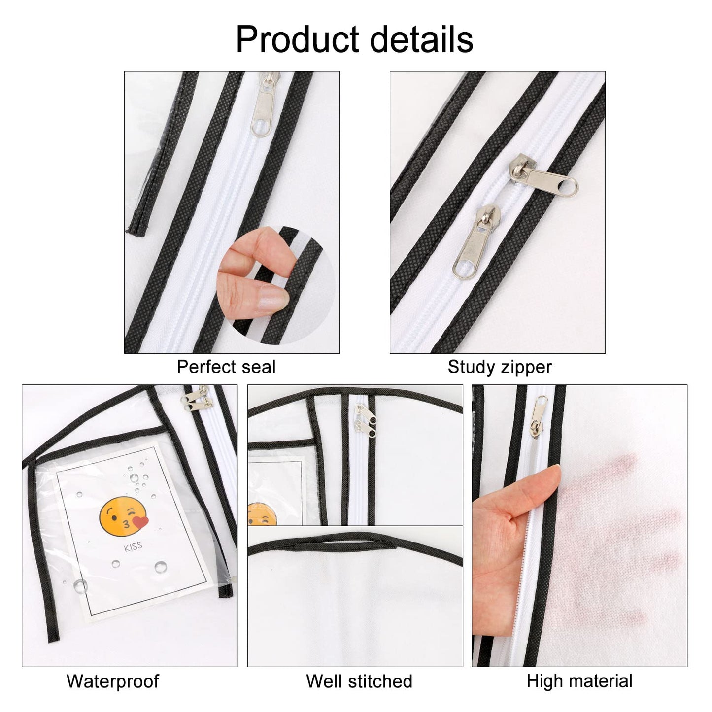 Wedding Evening Dress Garment Storage,180cm Anti-Moth Protector Non-woven Clothes Cover Bag with Pocket,Bridal Dress Cover Breathable Washable Dress