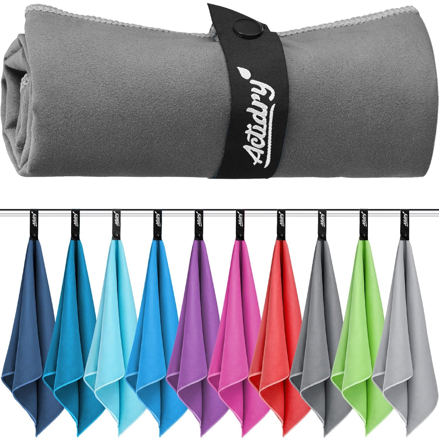 Actidry Microfibre Towel - light and absorbent - 9 colours S M L XL sizes - great for beach, sports and outdoor activity - S (40 x 80 cm) 2 pieces