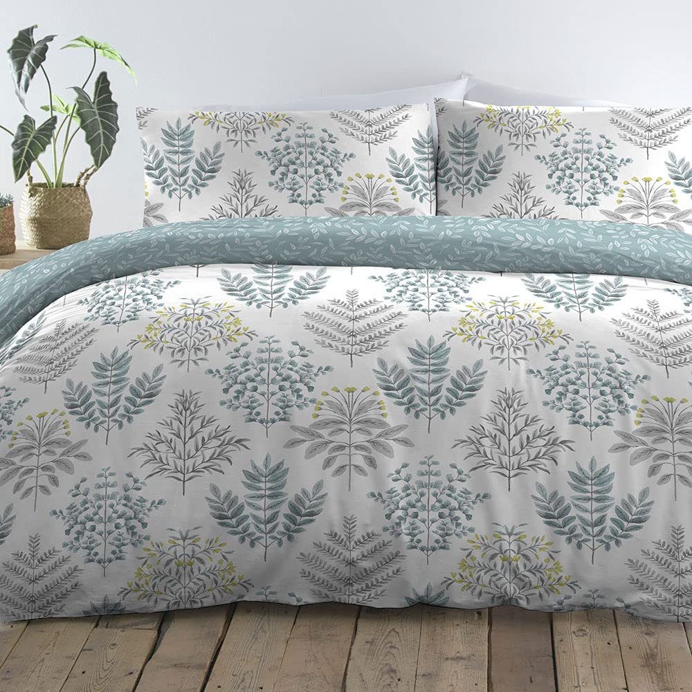 Dreams & Drapes - Emily - Easy Care Duvet Cover Set -3 pieces, King Bed Size in Duck Egg