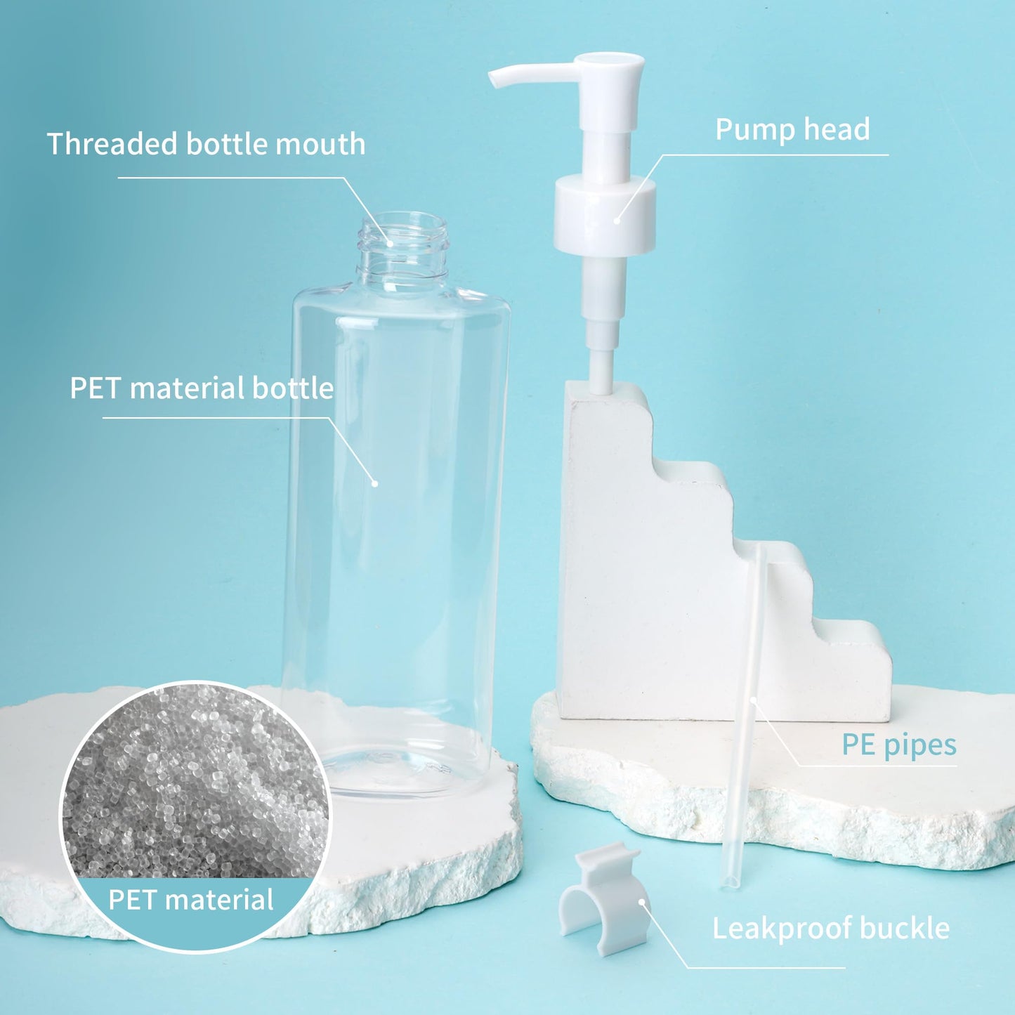 WENLISELL 10 PCS 200ml Plastic Lotion Dispenser Pump Bottle