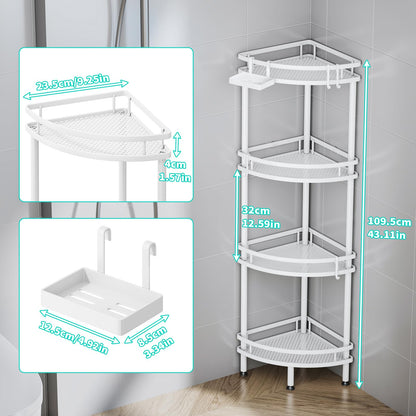 HapiRm Freestanding Shower Caddy Corner - 3 Tier Adjustable Feet Shelves