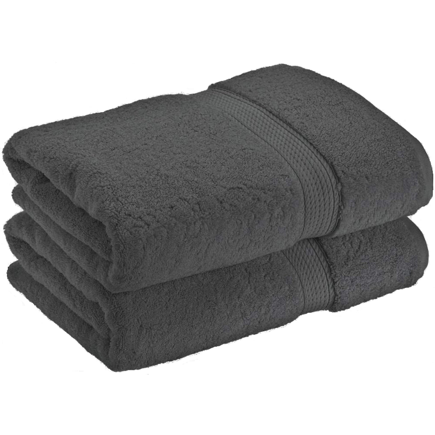 NAUSHA 2 x Super Large Bath Sheets Towels (80 x 140cm) 100% Egyptian Cotton 600 GSM (Charcoal Grey)