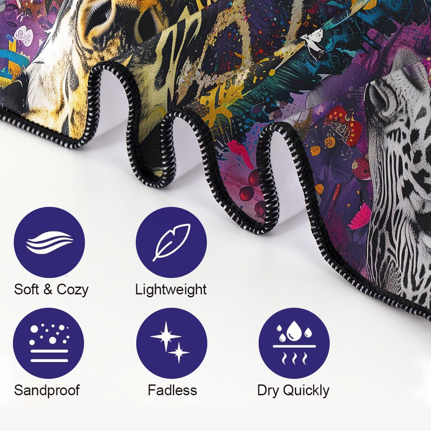 YISUMEI Doodle Giraffe Beach Towels for Adults Extra Large 180 x 90 cm, Microfibre Quick Dry Towel for Travel Swimming Camping Sports