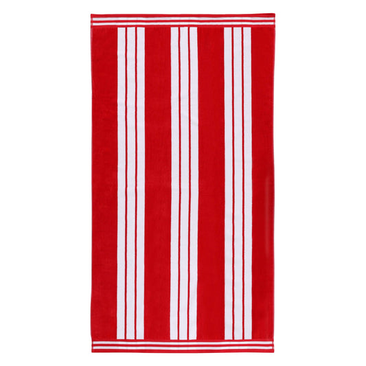 Superior Collection Combed Cotton Luxurious Jacquard Beach Towels, Red Cabana Stripe, Oversized,43 x 5 x 30 cm