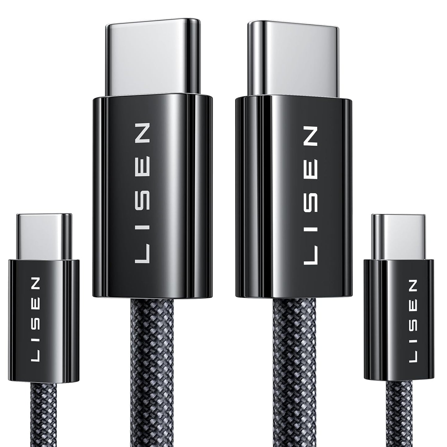 LISEN 240W USBC to USBC Cable [2-Pack 1m+2m] C to C Charger Cable Fast Charge Type C Charger Cable Fast Charging for iPhone 17 16 15 Pro Max, MacBook