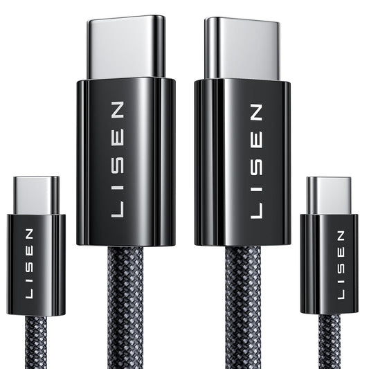 LISEN 240W USBC to USBC Cable [2-Pack 1m+2m] C to C Charger Cable Fast Charge Type C Charger Cable Fast Charging for iPhone 17 16 15 Pro Max, MacBook