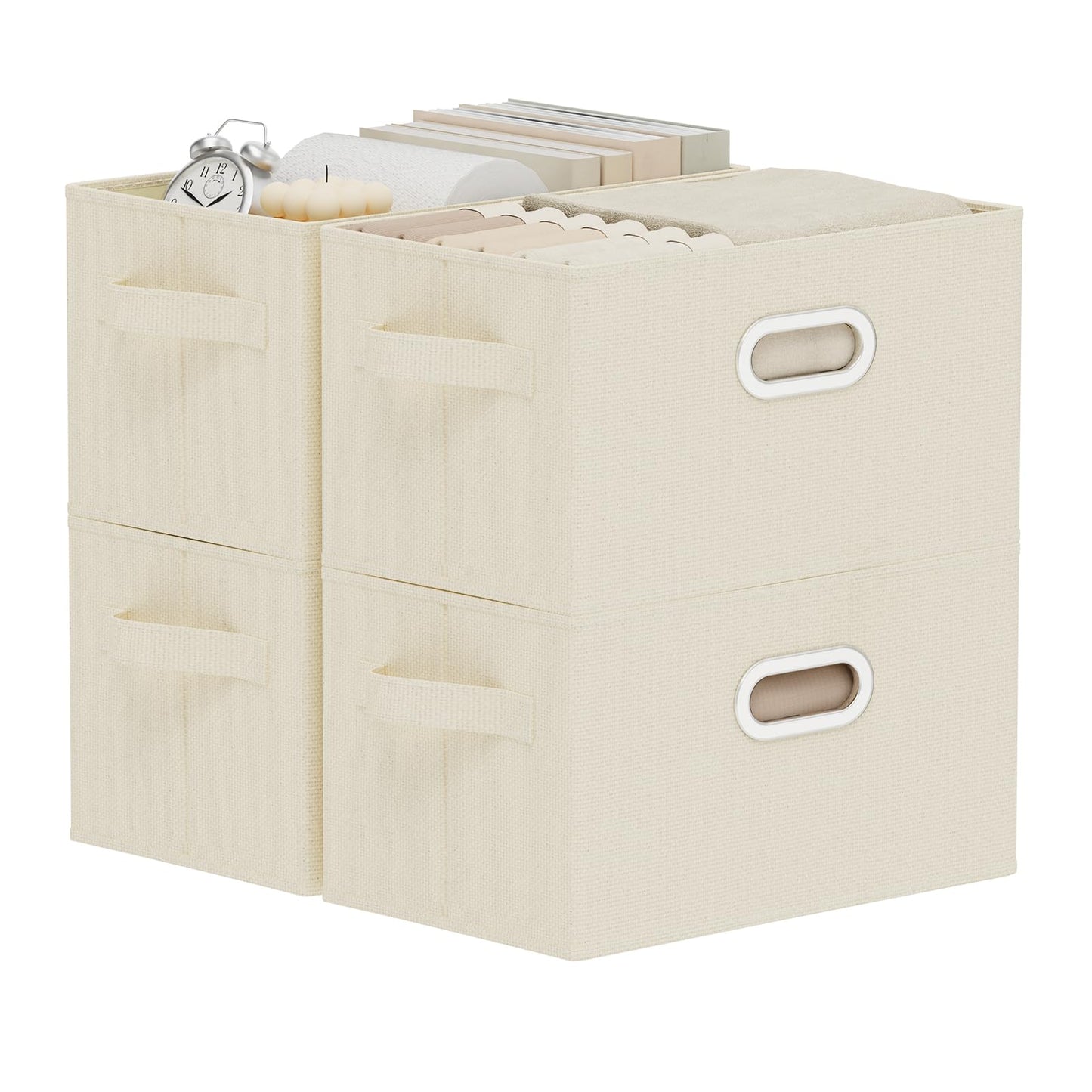ENUMAIL Collapsible Open Storage Baskets,33x23x20cm,Beige,4 Pack