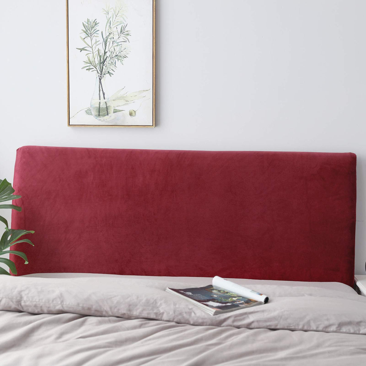 DUJUIKE Headboard Slipcover for Queen Bed, Stretch Bed Headboard Cover, Dustproof Protector Cover for Linen Tufted Upholstered