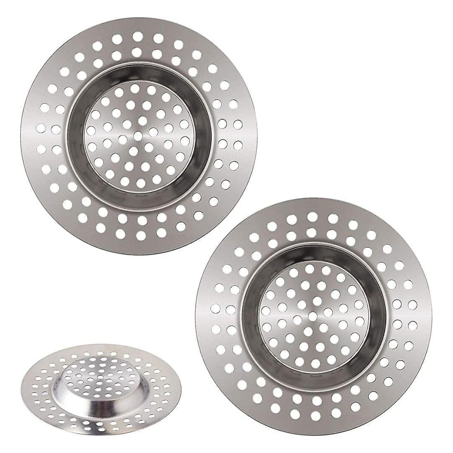 2 Pcs Sink Strainer–Stainless Steel Kitchen Sink Plug Strainer– Dual Function Drain Plug Hair & Food Catcher for Kitchen, Bathroom