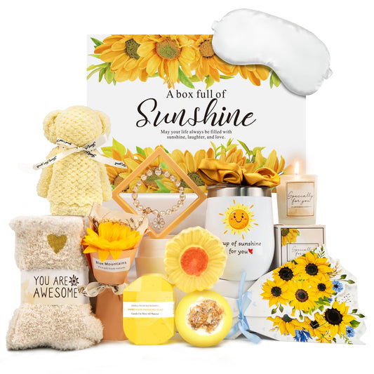 Birthday Gifts for Women, Sunflower Self Care Package, Gift Girlfriend Birthday, Get Well Gifts for Women, Sister, Mother, Best Friends, Unique