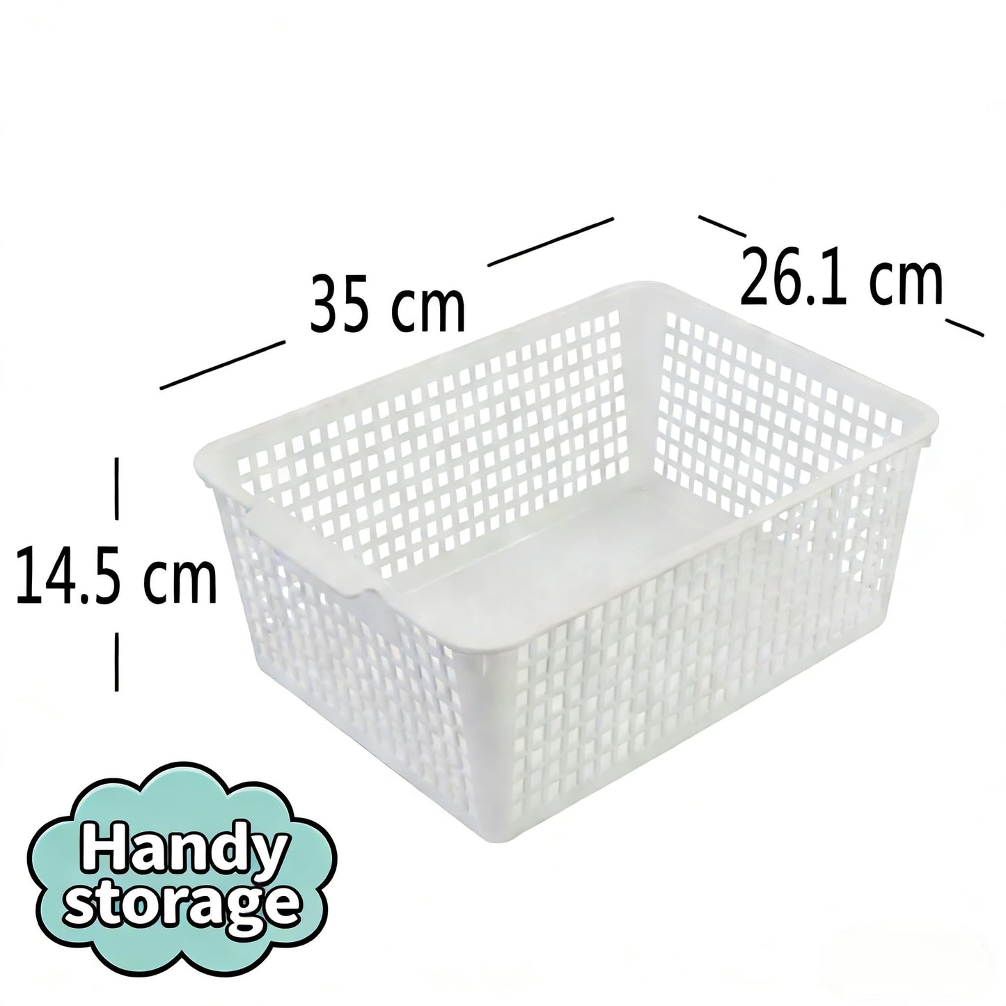Tyminin 3 Pack Large Plastic Rectangle Baskets, Kitchen Cupboard Baskets, Woven Storage Organiser Bin for Kitchen, Bathroom, Bedroom, Office, Makeup