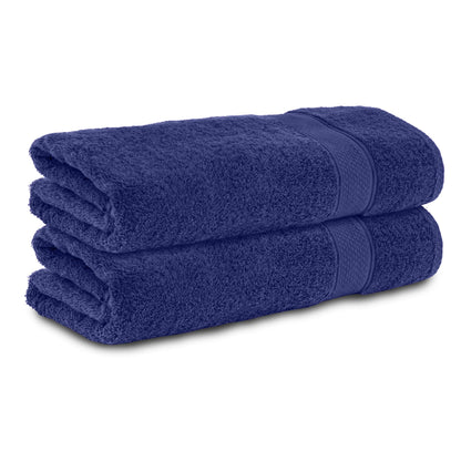Komfortec Set of 2 Hand Towels 100% Cotton 2 Hand Towels 50 x 100 cm Terry Towelling Soft Navy Blue