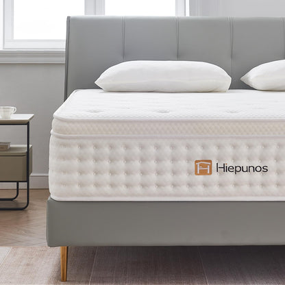 Hiepunos Double Mattress,11 INCH Hybrid Memory Foam and Individually Pocket Spring,4FT6 Double Bed Mattress Medium Firm,Ergonomic Pressure