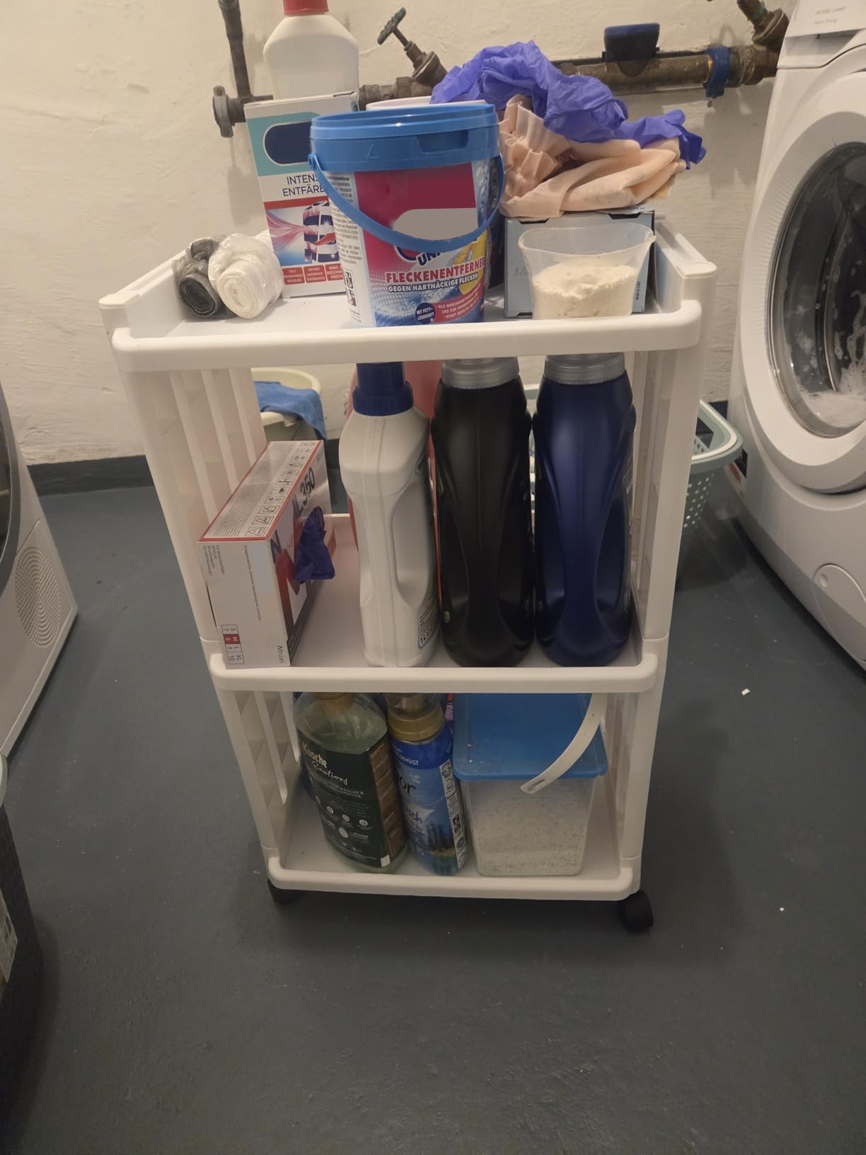 Storage Trolley Slide Out Rolling Cart Utility Slim Organiser Shelf on Wheels 3 Tier Narrow Places Mobile Shelving Unit Tower Rack for Bathroom