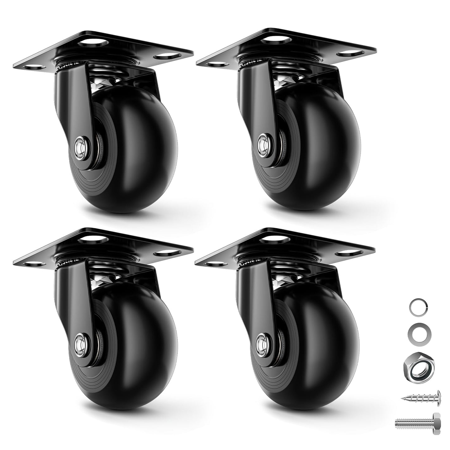 COSYLAND Heavy Duty Castors 50 mm Max Load 320 kg Extra Quiet and Durable Heavy Duty Swivel Casters for Heavy Duty and Industrial Loads with Plate