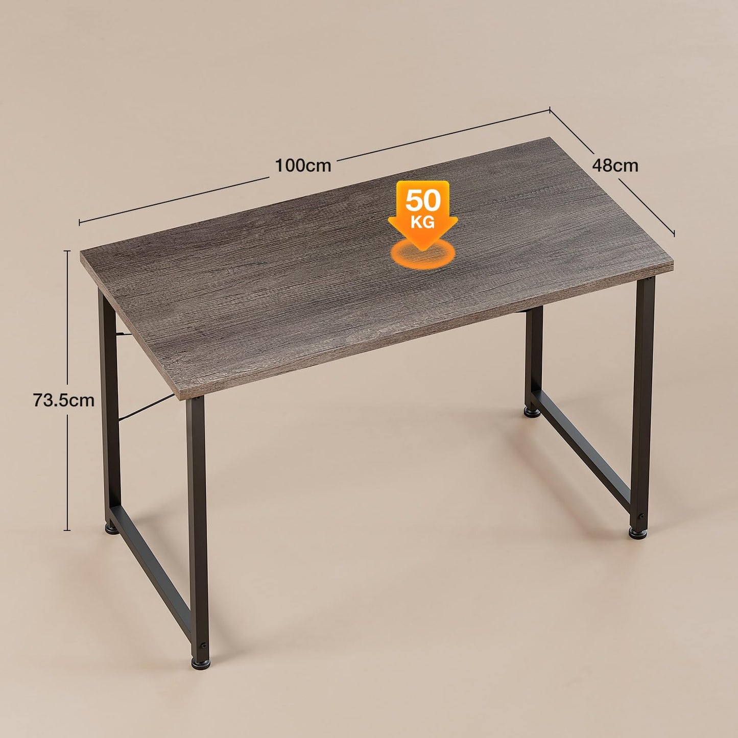ODK 100x48 cm Desk, Computer Desk for Home Office, Grey