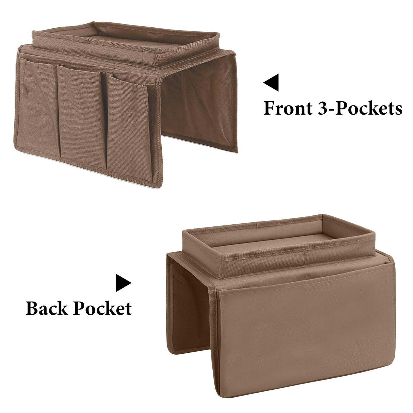 Sofa Armrest Organizer, Couch Caddy Arm Hanging Storage Bag With Cup Holder Tray, Anti-slip Armchairs Bedside Caddy Pouch Sofa Tidy Table for TV