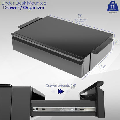 VIVO 18 inch Under Desk Lockable Slide Out Drawer, Secure Home Office Storage Organizer, Black, DESK-AC03B