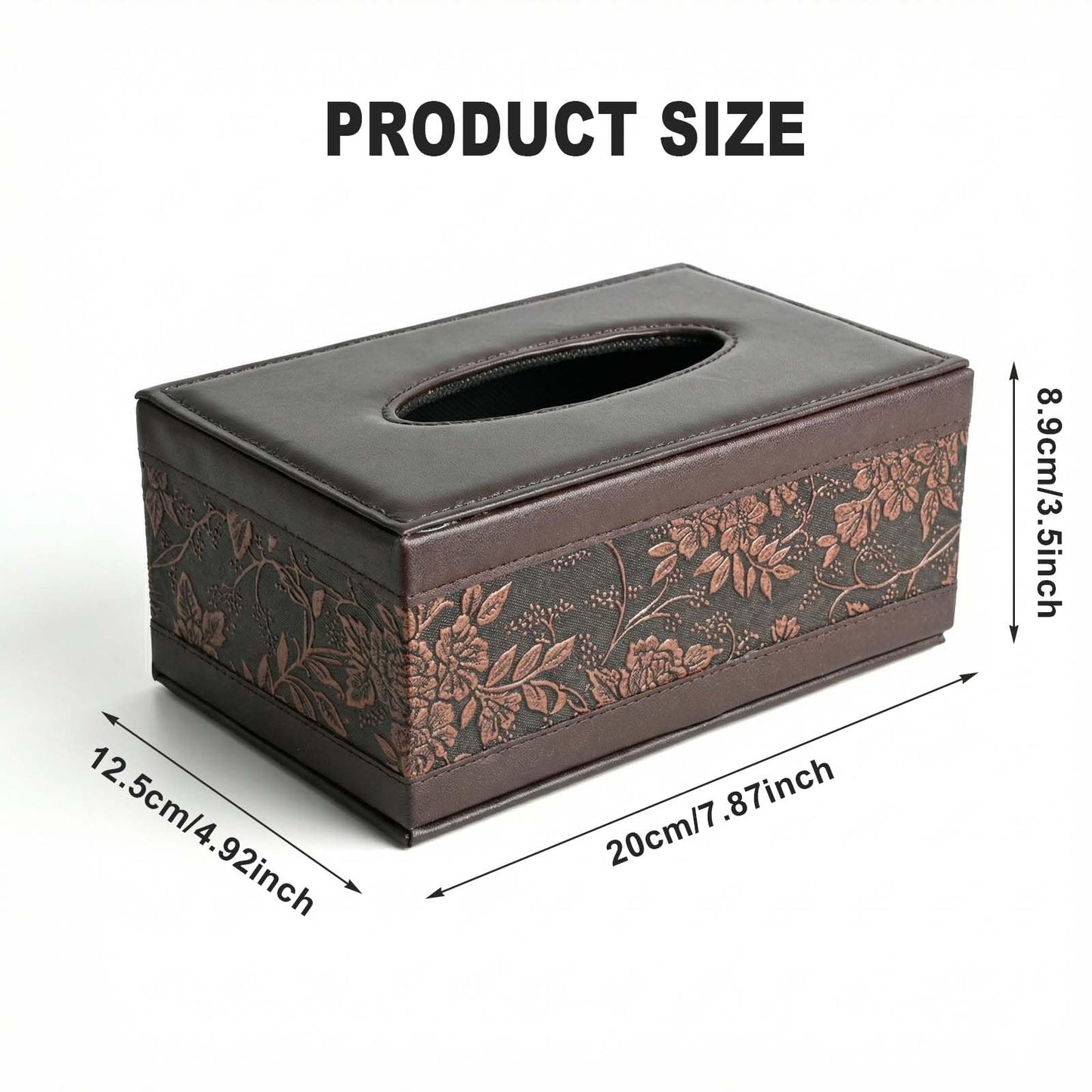 Premium PU Leather Tissue Box Cover - Rectangular Tissue Box Holder for Home, Office, Bathroom and Car