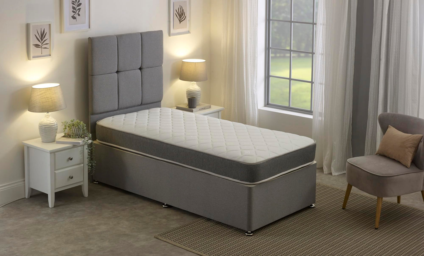Extreme Comfort Hybrid Grey Essentials Mattress | 3ft Single (90cm x 190cm) | Memory Foam & Bonnell Spring | Plush Feel | Cooltouch Plus Sleep Surface
