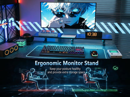 Xyphren L Shaped Gaming Desk with RGB LED Lights & Power Outlets,Corner Computer Desk with Adjustable Shelves
