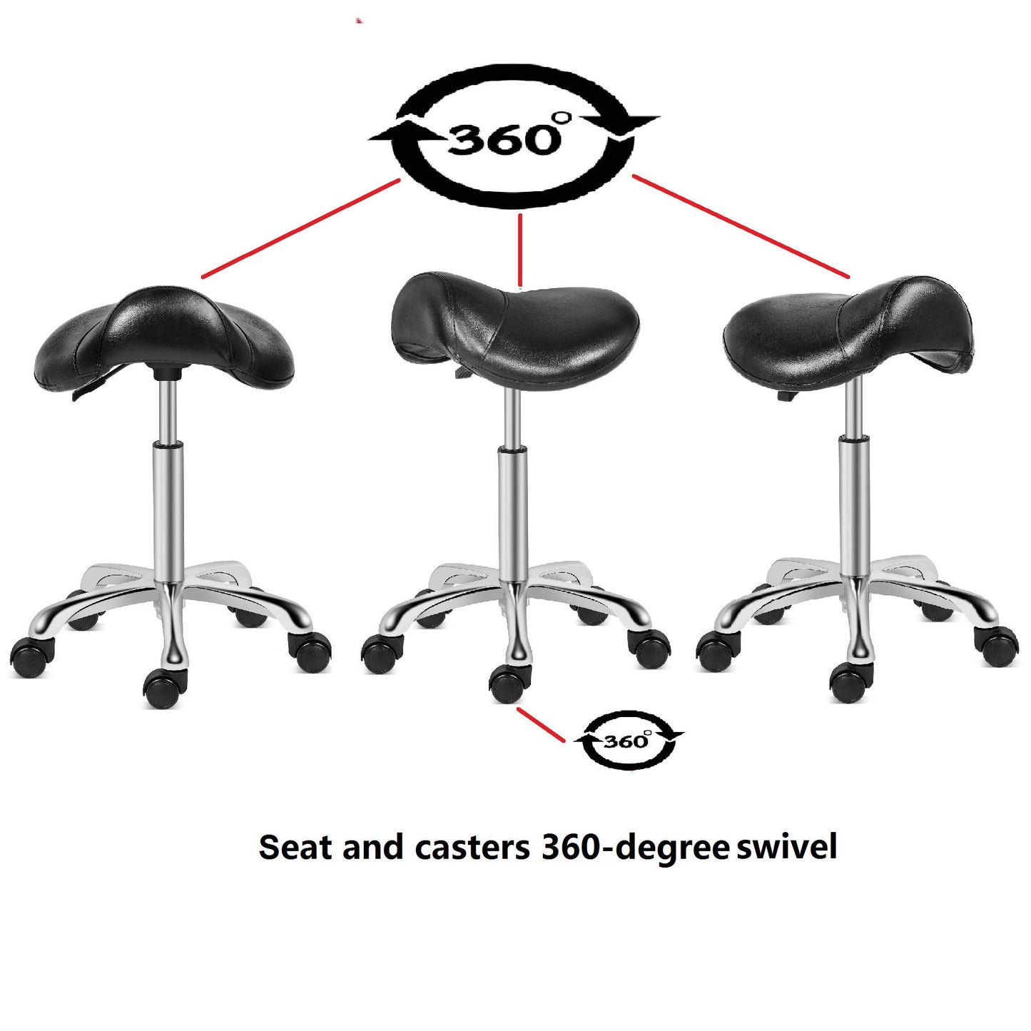 Kaleurrier Saddle Stool Rolling Swivel Height Adjustable with Wheels,Heavy Duty Anti-Fatigue Stools,Ergonomic Stool Chair for Lab Clinic Dentist