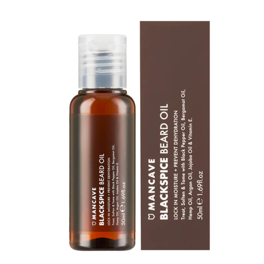 ManCave Blackspice Beard Oil, Softening Blend of Oils to Treat and Tame your Beard, With Argan Oil, Bergamot Oil and Hemp Oil, Encourages Beard