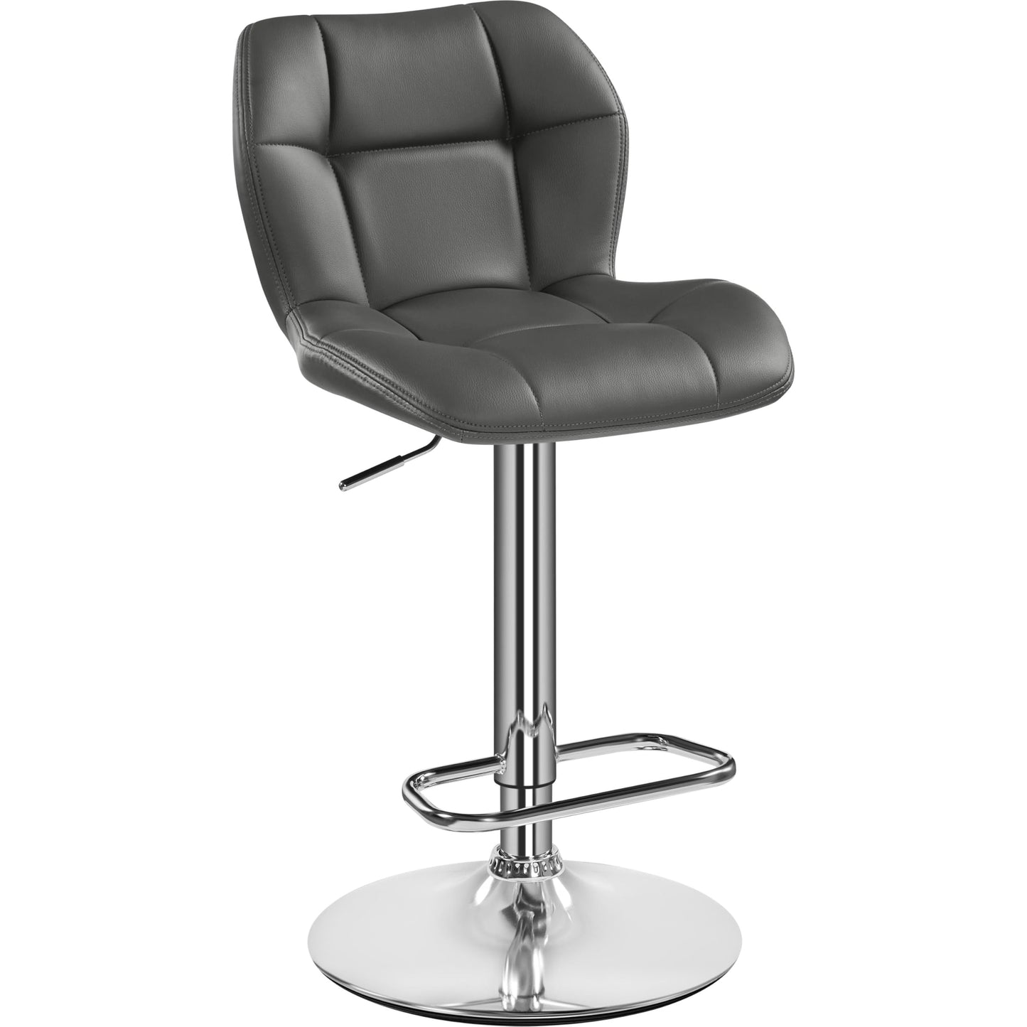 Yaheetech Height Adjustable Swivel Bar Stools with Backrest, Grey