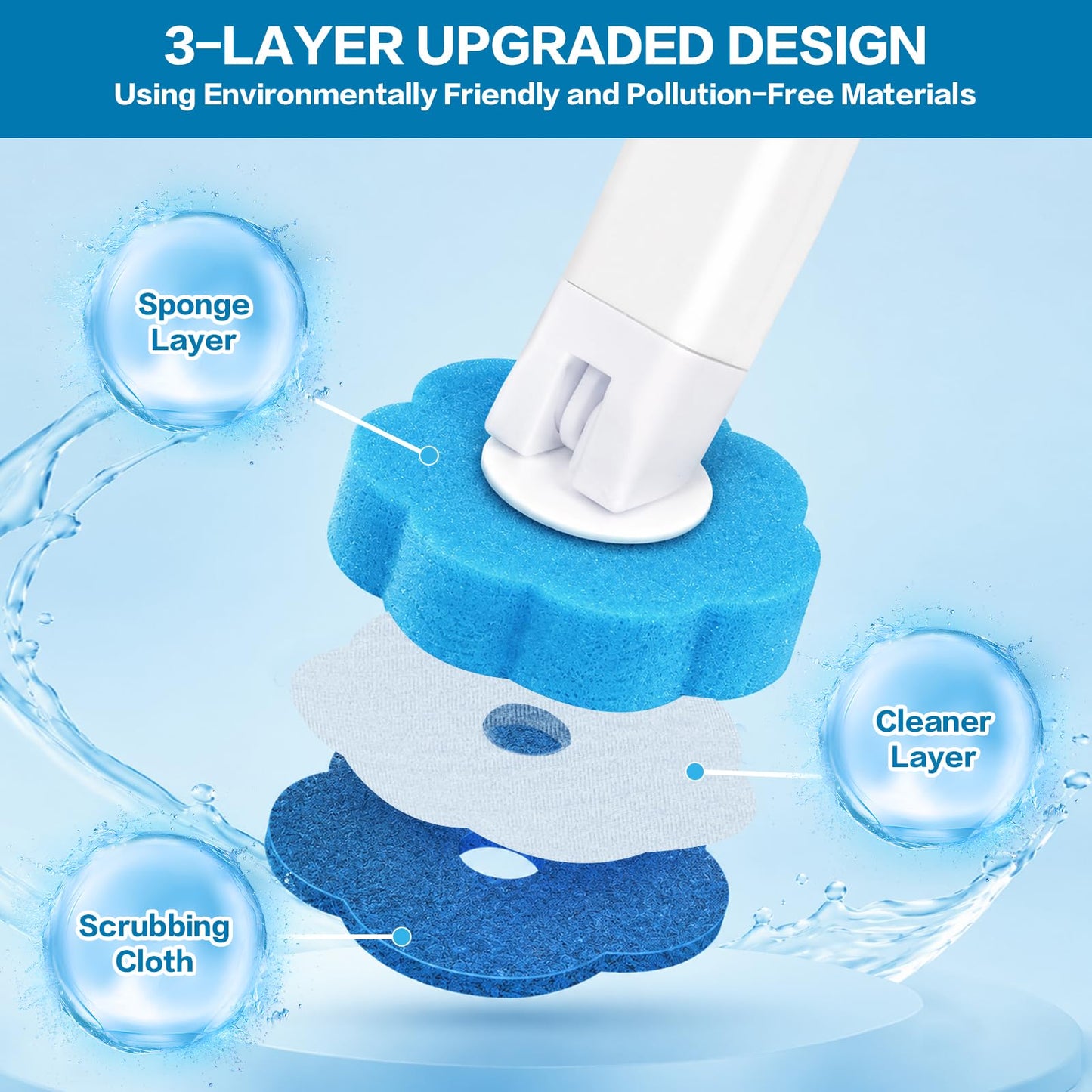 ALAHUGYEF 60 Pcs Disposable Toilet Brush Refills, tToilet Wand Refills
