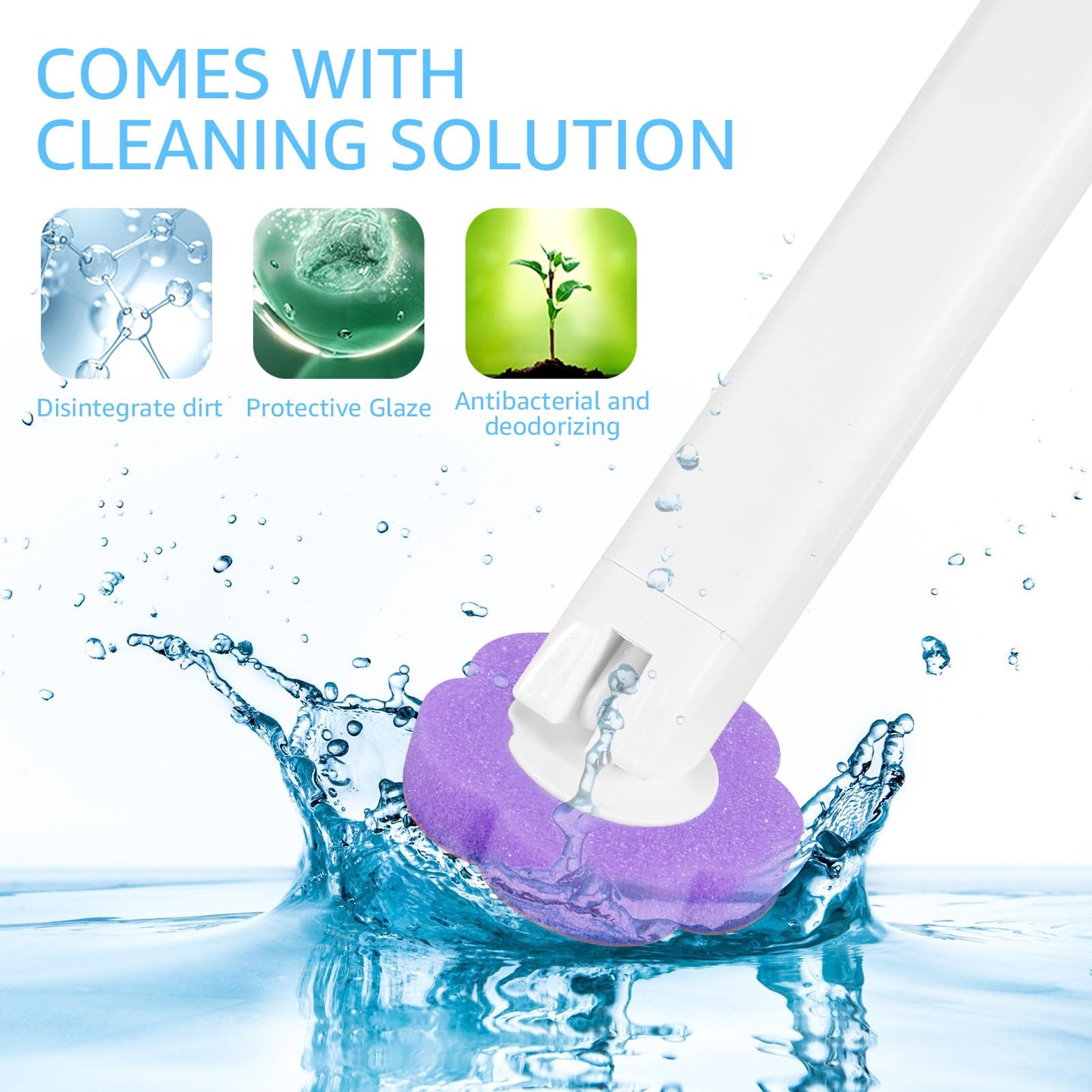 18Pcs Toilet Brush Replacement Head Disposable Toilet Brush refills Grey Handle Wand Holder Set with Storage Case Base for Sink Bathtub Wash Basin
