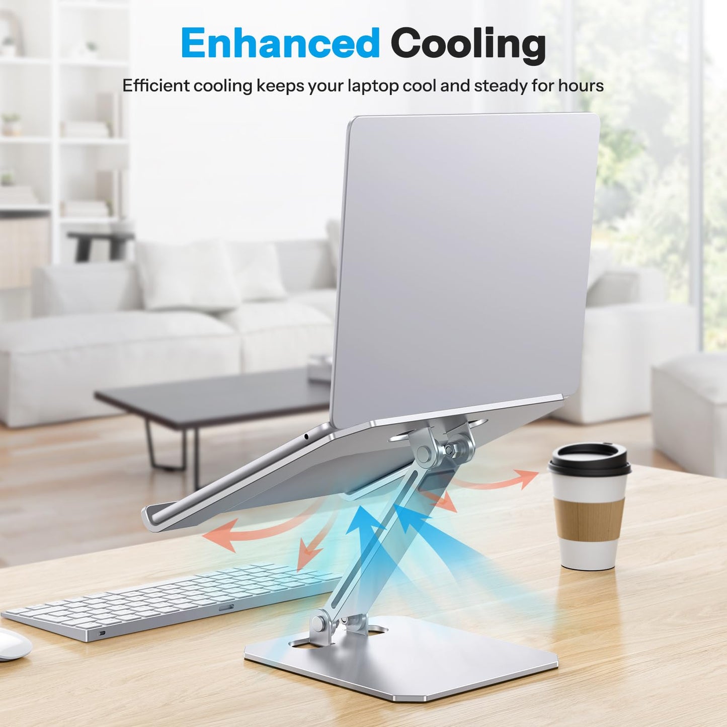 OMOTON Aluminum Laptop Stand for Desk, Laptop Riser with Adjustable Height