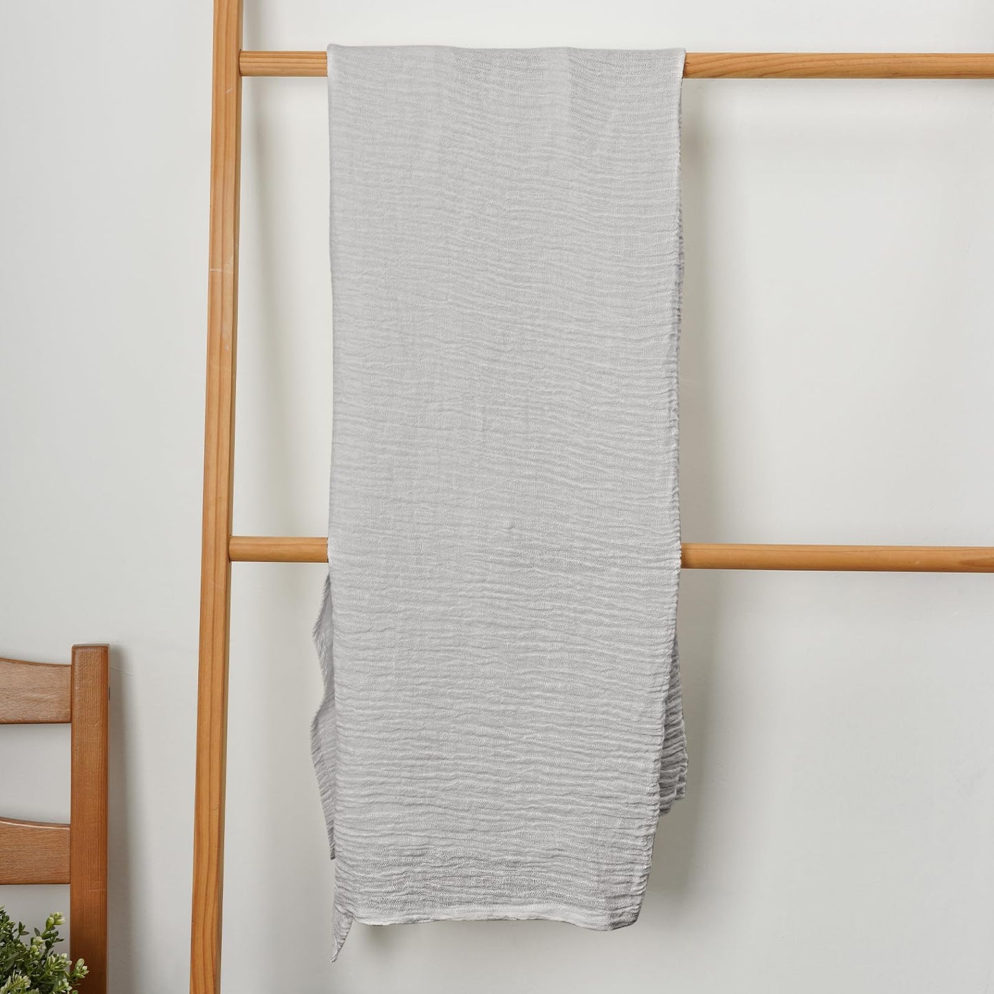 HSOFTIFY 100% Pure Linen Bath Towel with Pleated for Bathroom, Light Gray