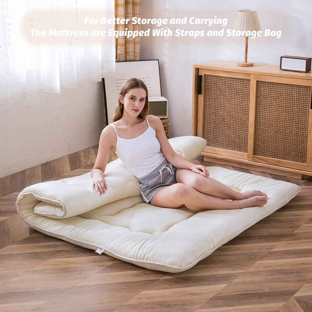 MAXYOYO Futon Mattress, Padded Japanese Floor Mattress Quilted Bed Mattress Topper