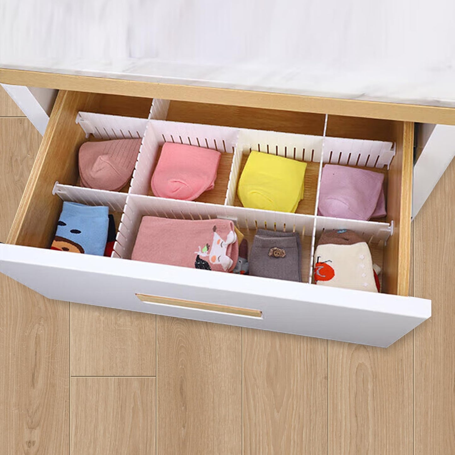 Tomoyuki 24pcs Drawer Dividers Adjustable, Drawer Organiser - White