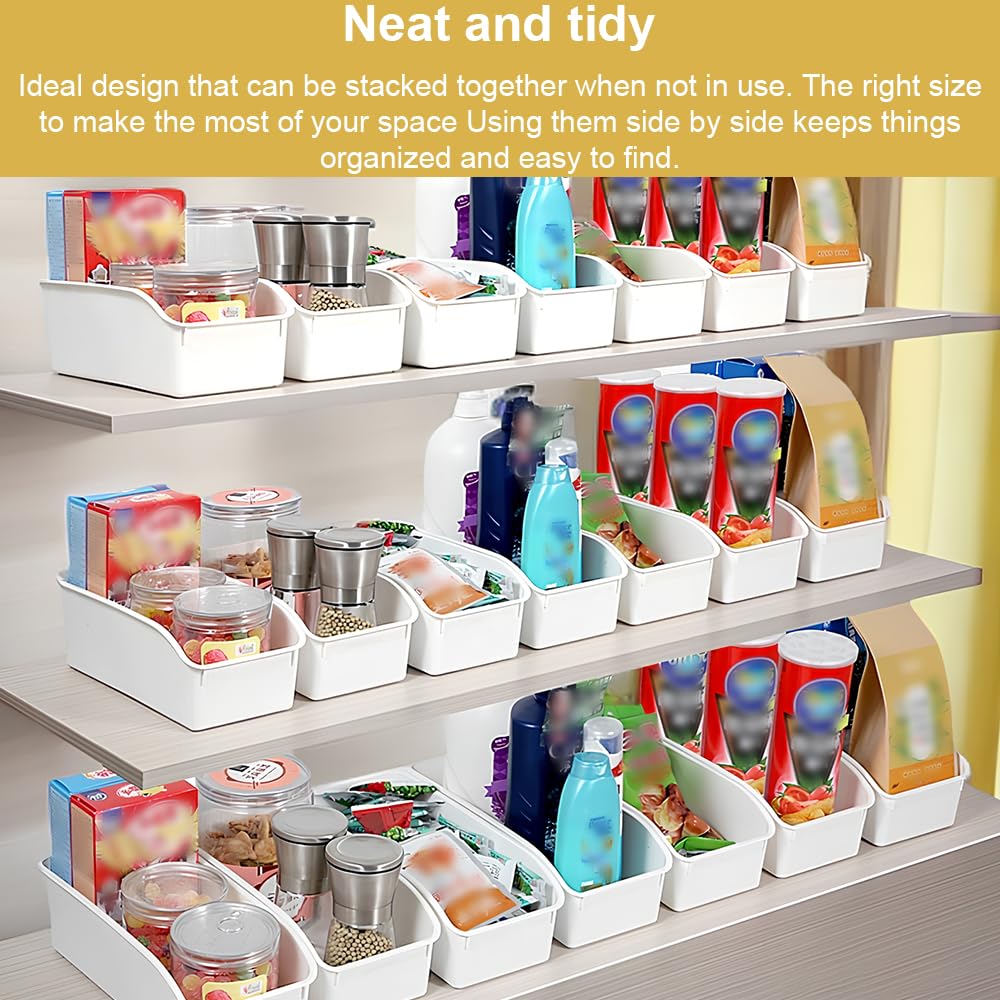 Set of 4 Storage Boxes, Storage Basket, Plastic Organiser Box