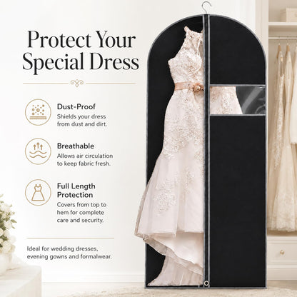 Dress Bag Covers Long, URMI Breathable 60 x 183cm 3 PCS Hanging Wedding Dress Bridesmaid Dress Bags for Gowns Prom Bridal Garment Bags with Clear