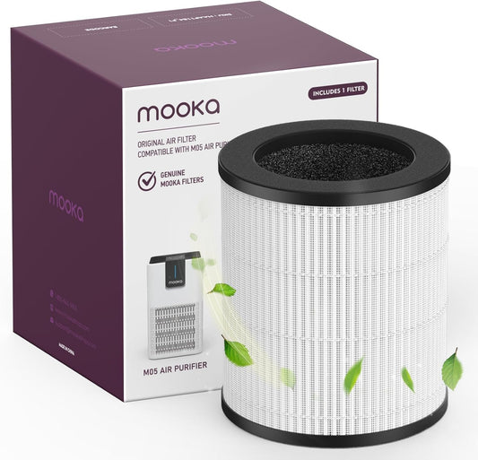MOOKA M05 and B-D02 Air Purifier Filter, 3-in-1 True HEPA Filter, High-Efficiency Activated Carbon Air Filter for Smoke, Odor, Dander, Pollen