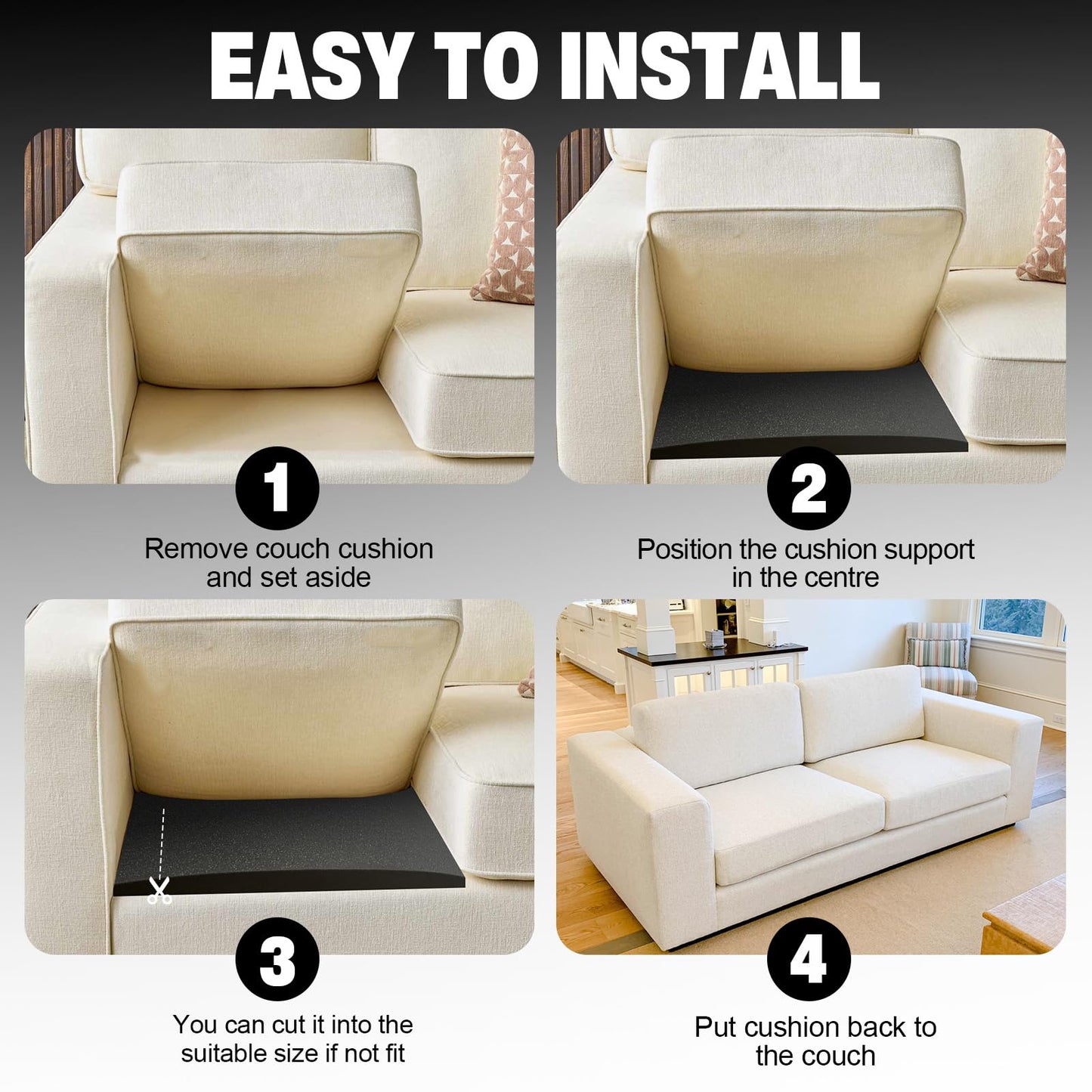 Scettar 2PC Sofa Cushion Support for Sagging Seat 60x50cm Cuttable Foam Pad