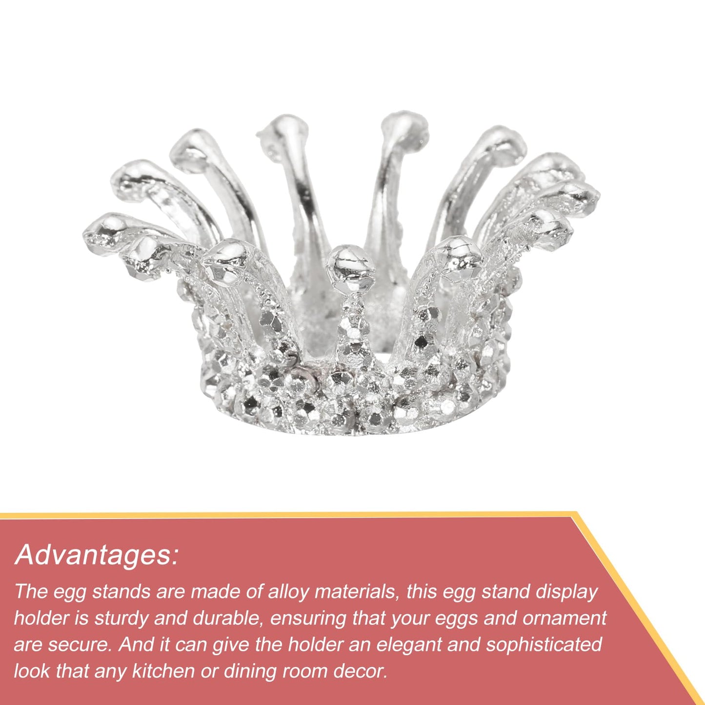sourcing map Crystal Ball Display Holder Crown Shaped Egg Stand Alloy Glass Ball Stand Display 1.5 Inch Silver Tone for Crystal Ball Display