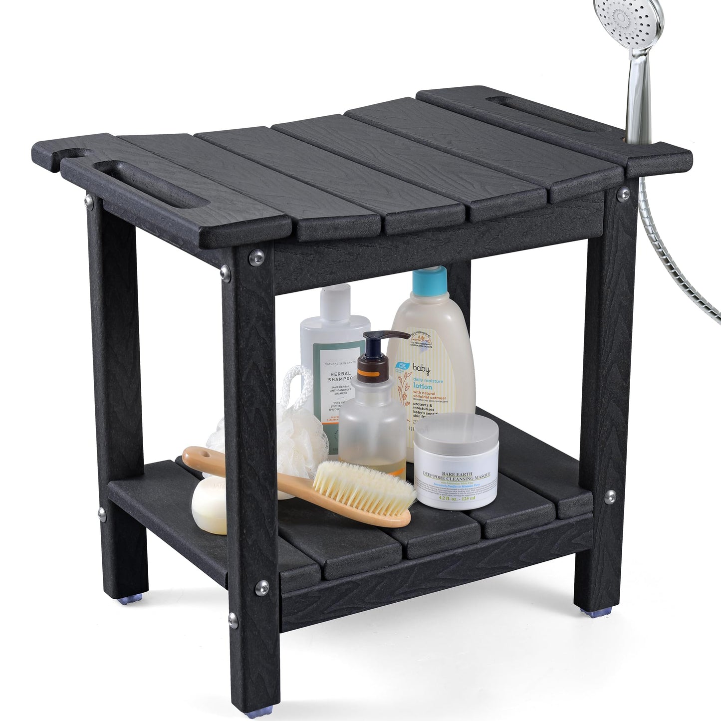 LyriFine Shower Bench, HDPE Waterproof Shower Stool for Inside of Shower
