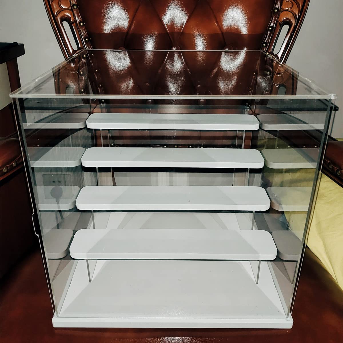 Nynelly 5 Tier Clear Acrylic Display Case for Models, Mini Figures, Pop Mart, Labubu, Sonny Angel, Smiski - Assemble Dustproof Display Box with Door