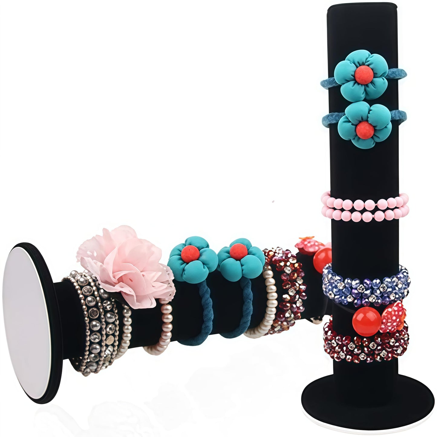 Loopunk Jewellery Stand, Tower for Jewellery, Bracelets, Hair Bands, Bangle Holder, T-Bar Shape (Black Velvet)
